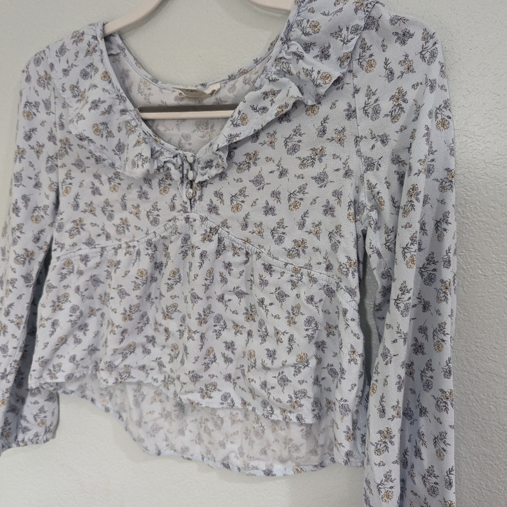 URBAN Romantics blue floral babydoll top - Picture 4 of 11